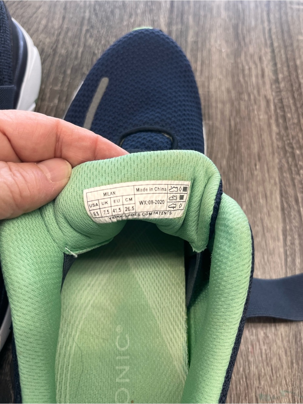 Vionic Navy Knit Slip-On Sneaker with Mint Interior - Picture 3 of 3